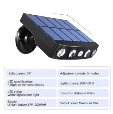 foco solar led jardin pared articulada sensor