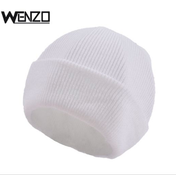 gorro de hombre de lana acrilica blanco brillo