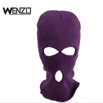 gorro de lana de tres agujeros con placa de luz violeta para hombre