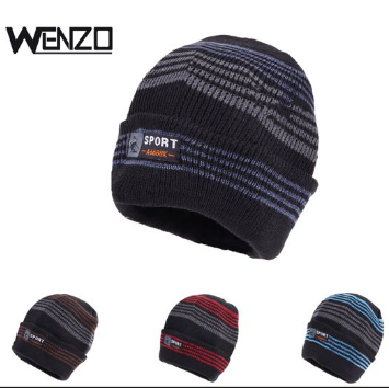 gorro grueso de terciopelo artico a rayas para hombre