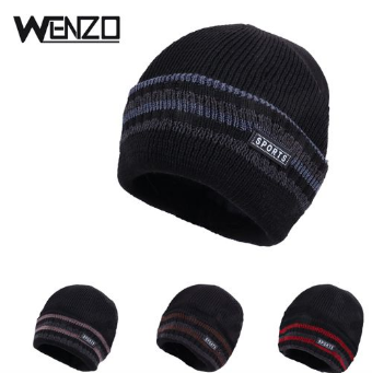 gorro grueso de terciopelo artico a rayas para hombre