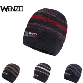 gorro grueso de terciopelo artico a rayas para hombre