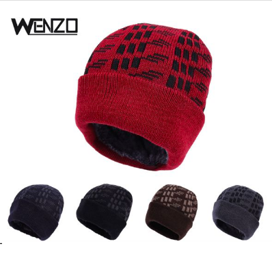 gorro de hombre de terciopelo artico a rayas de corte corto con puños 