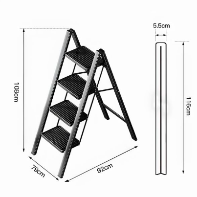 escalera plegable ligera de acero 4 escalones