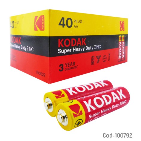 Pilas Kodak Set X 40 Pilas, AA Super Heavy Duty, Zinc Carbón