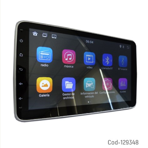 Radio Para Auto, Pantalla 10.1” Touch, Android, 1 Din. Con Inclinación, Bluetooth, USB.
