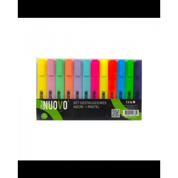 SET 12 DESTACADORES SQUARE NEON+PASTEL NUOVO