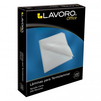  LAMINAS PARA TERMOLAMINAR CARTA 200 MICRONES 100 UN LAVORO